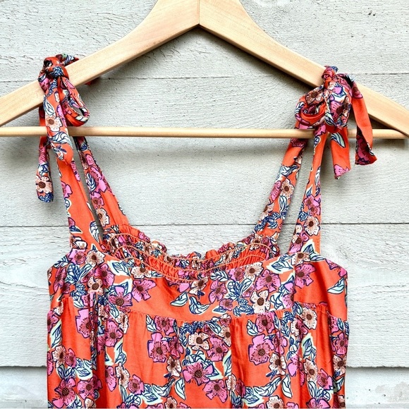 FRNCH Vera Top Gigliola Print Orange Floral Tie Italian Made Feminine Romantic S - Picture 5 of 14